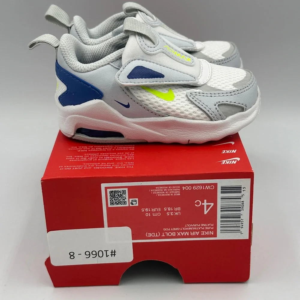 Nike Air Max Bolt TDE Toddler Shoes Pure Platinum Volt Grey CW1629-004 Size‎ 4C